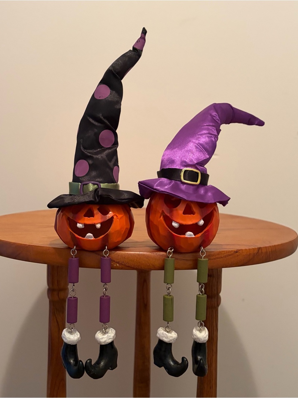Halloween Pumpkin Jack O Lantern Witch Hat Shelf Sitter Fall Primitive Long Leg